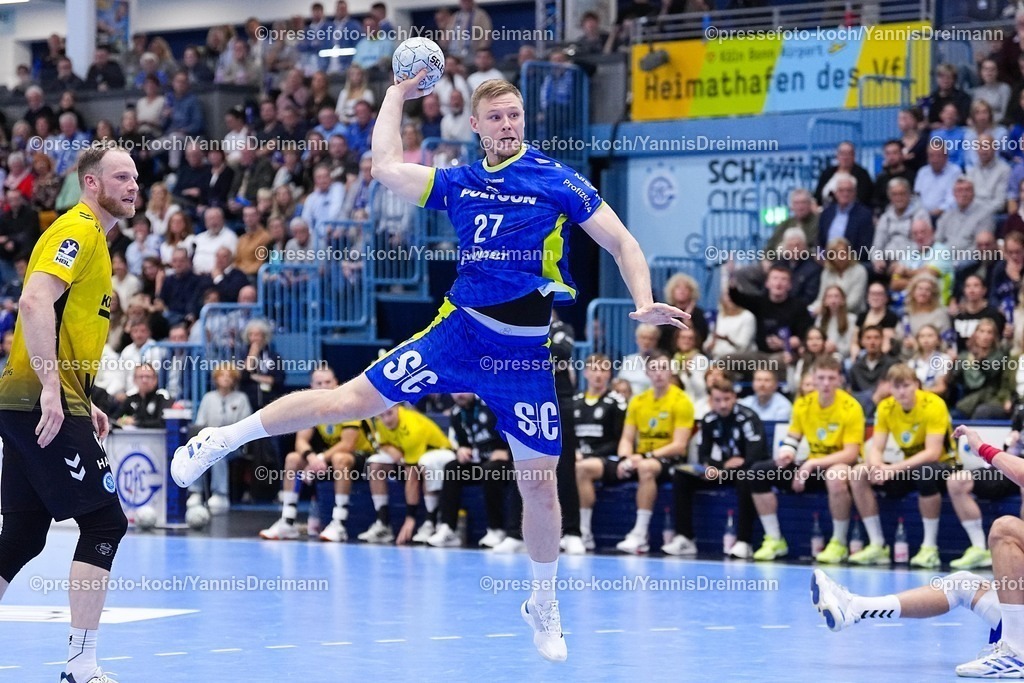 xYDR25092501039 | 25.09.2025, xydrx, Handball, 1.HBL, VFL Gummersbach - TVB Stuttgart, Schwalbe-Arena: Kristjan Horzen (VFL Gummersbach #27)