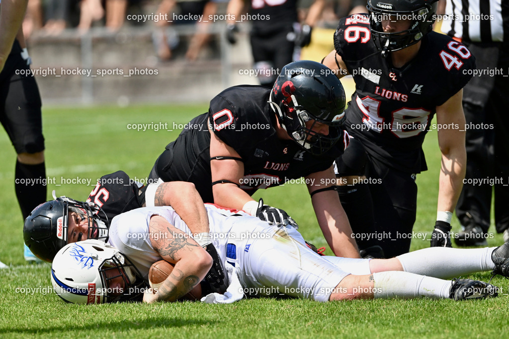 Carinthian Lions vs. Cineplexx Blue Devils | #0 Neubauer Johannes Carinthian Lion, #46 Erian Dominik Carinthian Lion, Carinthian Lions vs. Cineplexx Blue Devils, Carinthian Lions vs. Cineplexx Blue Devils am 09.06.2025 in Klagenfurt (ASV Sportplatz), Austria, (Photo by Bernd Stefan)
