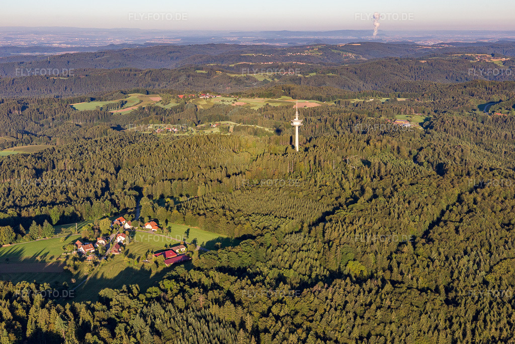 Luftbild: Fermeldeturm im Wald im Ortsteil Grab in Großerlach im Bundesland Baden-Württemberg in Deutschland. Foto: IMG_093728.jpg vom 23.08.2016 durch Werner Riehm/FLY-FOTO.de