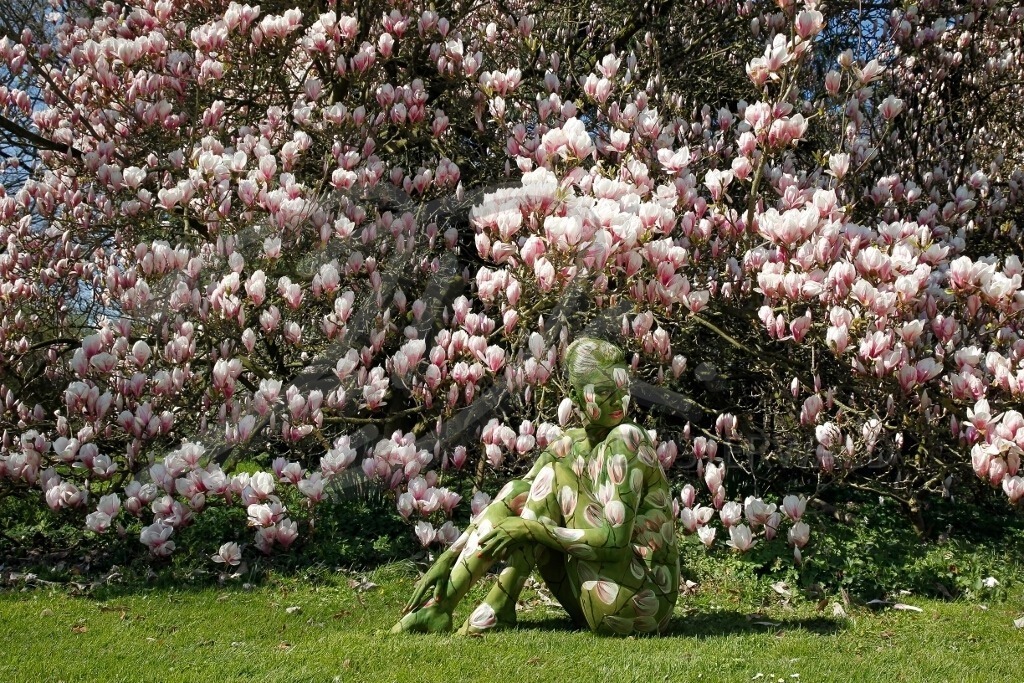 NatureArt-MAGNOLIEN_8516b2 | Der Frühling sitzt vor der Magnolie | #002 | Modell: Daniela | Foto: Tschiponnique Skupin - Realisiert mit Pictrs.com