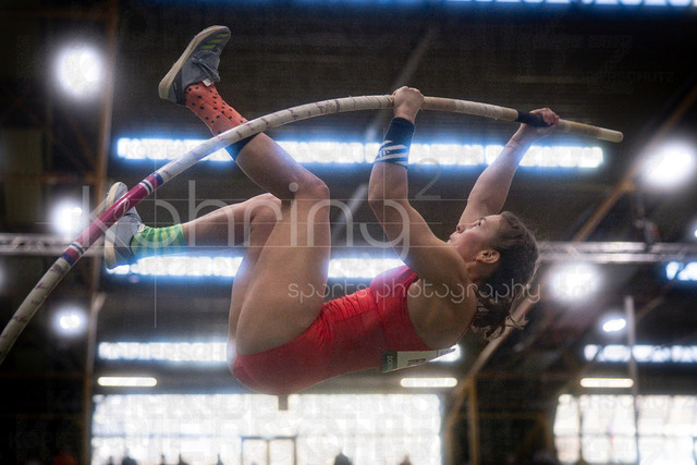 Indoor Meeting Dortmund, 08.02.2026 | DORTMUND, GERMANY - FEBRUARY 8:  Clara Rentz (TSV Bayer 04 Leverkusen) competes in the pole vault during the Indoor Meeting Dortmund at the Helmut-Koernig-Halle on February 8, 2026 in Dortmund, Germany. (Photo by Axel Kohring/Beautiful Sports Int.)