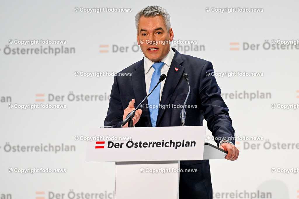 Der Oesterreichplan_ OeVP_ Wels_ 26.01.2024-75 | 26.01.2024, Wels, AUT, ÖVP, Der Österreichplan, im Bild BK Karl Nehammer (VP, Bundeskanzler)