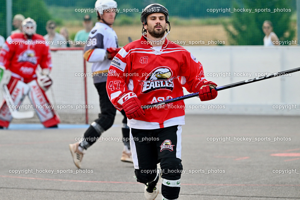 VAS Ballhockey vs. HSC Eagles Poggersdorf | #47 Witting Marcel, VAS Ballhockey vs. HSC Eagles Poggersdorf, VAS Ballhockey vs. HSC Eagles Poggersdorf am 14.07.2024 in Villach (Alpen Arena ), Austria, (Photo by Bernd Stefan)