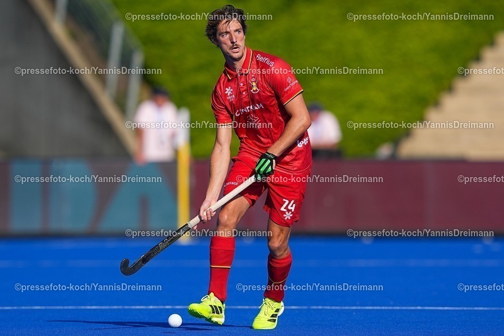 xydrx10082504028 | 10.08.2025, xydrx, Herren EuroHockey Championship 2025, Gruppenphase, Gruppe A, Belgien - Niederlande, Sparkassenpark Mönchengladbach: Antoine Kina (BEL #24)