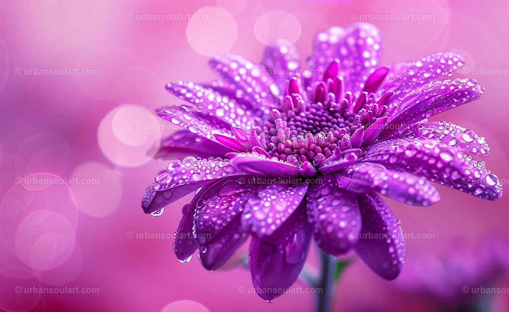 Purple Chrysanthemum With Dew Drops | This close-up of a vibrant purple chrysanthemum, adorned with dew drops, adds a touch of elegance and freshness. Perfect for flower enthusiasts and those looking to add a pop of color and detail to their decor. - Realisiert mit Pictrs.com