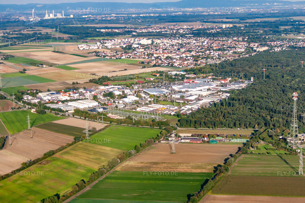 Luftbild: Gewerbegebiet Süd in Mutterstadt im Bundesland Rheinland-Pfalz in Deutschland. Foto: IMG_71058.jpg vom 27.08.2014 durch Werner Riehm/FLY-FOTO.de