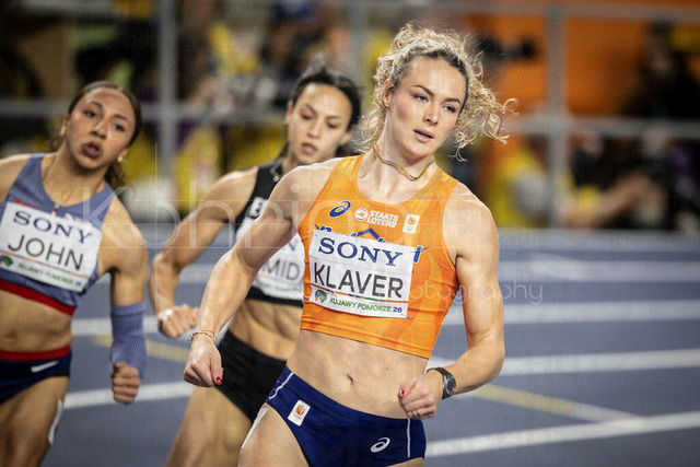World Athletics Indoor Championships Kujawy Pomorze 26, 20.03.2026 | TORUN, POLAND - MARCH 20:  Lieke KLAVER (NED) competes in the women's 400m during the World Athletics Indoor Championships Kujawy Pomorze 26 on day 1 / session 1 at Kujawsko-Pomorska Arena Torun on March 20, 2026 in Torun, Poland. 
