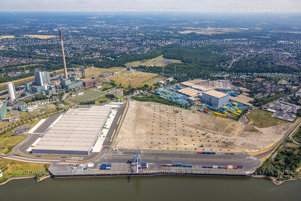 Duisburg220702565 | Luftbild, logport VI, Baustelle mit Neubau Logistikunternehmen DSV Halle, Alt-Walsum, Duisburg, Ruhrgebiet, Nordrhein-Westfalen, Deutschland