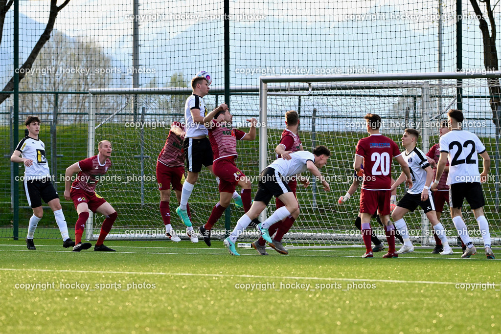 SV Spittal vs. VST Völkermarkt 5.4.2024 | #9 Samuel Müllmann SV Spittal, #15 Matthias Maierhofer VST Völkermarkt, #4 Thomas Walker SV Spittal, #3 Killian Brandner SV Spittal, #20 Raphael Lukas Kulterer VST Völkermarkt, #7 Ralph Roman Scheer SV Spittal, #22 Max Steinthaler SV Spittal, SV Spittal vs. VST Völkermarkt 5.4.2024, SV Spittal vs. VST Völkermarkt am 05.04.2024 in Spittal an der Drau (Goldeck Stadion), Austria, (Photo by Bernd Stefan)