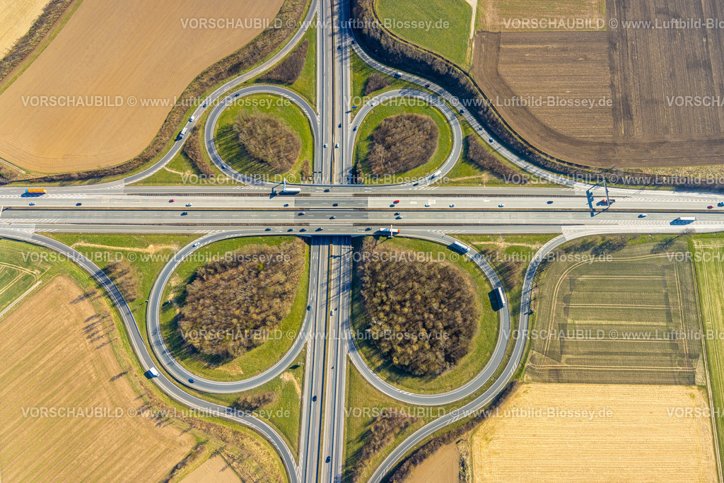 Werl250305851 | Luftbild, Autobahnkreuz Werl der Autobahn A44 und Autobahn A445 Kleeblattform, Werl, Soester Börde, Nordrhein-Westfalen, Deutschland