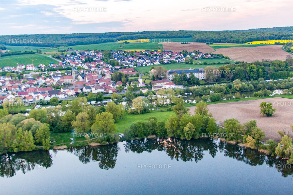 Blick von jenseits des Main über den Hohauser See | Luftbild: Blick von jenseits des Main über den Hohauser See im Ortsteil Obertheres in Theres im Bundesland Bayern in Deutschland. Foto: IMG_57122.jpg vom 08.05.2013 durch Werner Riehm/FLY-FOTO.de - Realisiert mit Pictrs.com