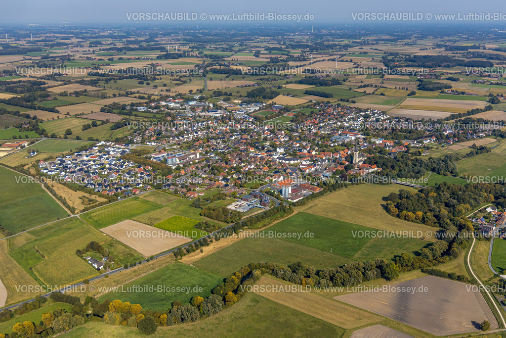 Lippetal200913496Herzfeld-Bearbeitet | Luftbild, Ortsansicht Niederbauer, kath. Kirche Wallfahrtsbasilika St. Ida, Lippetal, Kreis Soest, Nordrhein-Westfalen, Deutschland