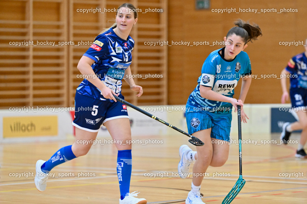 VSV Unihockey Damen vs. FCB München | #5 Johanna Gräfling VSV Unihockey, #88 Selay Aslan FCB München, VSV Unihockey Damen vs. FCB München, VSV Unihockey Damen vs. FCB München am 24.01.2026 in Villach (Ballspielhalle St. Martin), Austria, (Photo by Bernd Stefan)