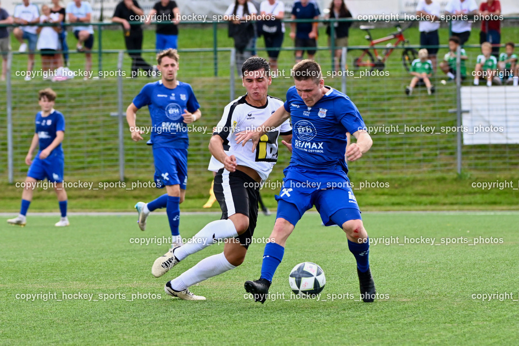 SV Spittal vs. UNION Matrei | #11 Philipp Wibmer UNION Matrei, #23 Santino Luca Nicastro Mirabella SV Spittal, SV Spittal vs. UNION Matrei, SV Spittal vs. UNION Matrei am 17.08.2025 in Spittal an der Drau (Goldeck Stadion), Austria, (Photo by Bernd Stefan)
