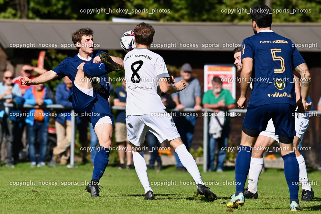 ATUS Velden vs. ASKÖ Köttmannsdorf 7.10.2023 | #11 Marco Raunegger ATUS Velden, #8 Daniel Perkounig Köttmannsdorf, #5 Roland Putsche ATUS Velden, ATUS Velden vs. ASKÖ Köttmannsdorf 7.10.2023, ATUS Velden vs. ASKÖ Köttmannsdorf am 07.10.2023 in Velden (Wald Arena Velden), Austria, (Photo by Bernd Stefan)