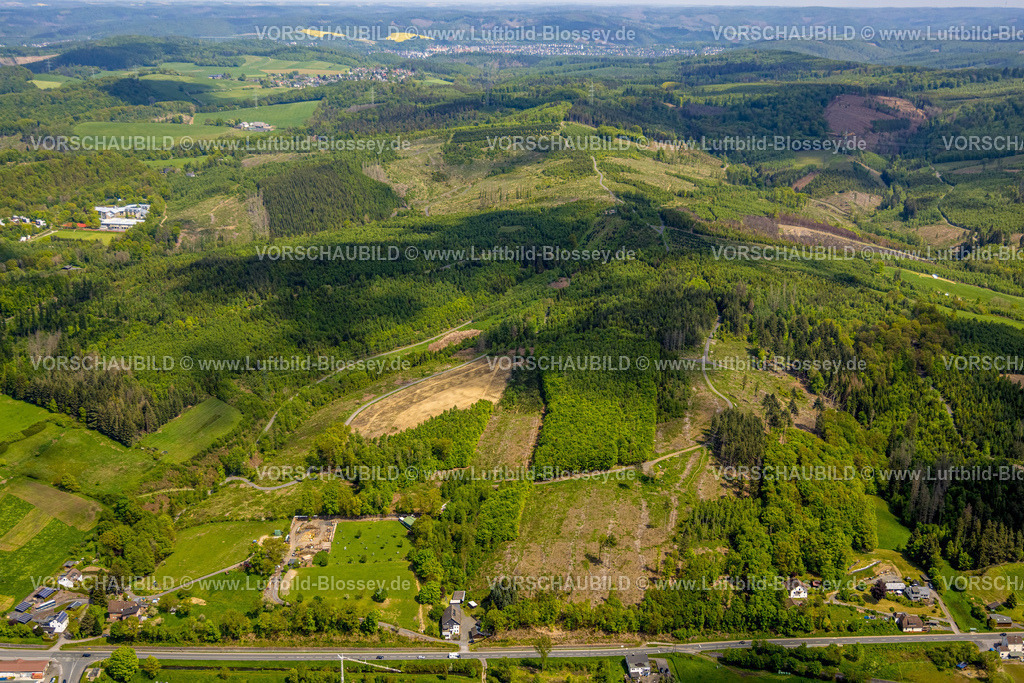 Sundern230504757 | Luftbild, Waldschäden im Waldgebiet an der Hachener Straße, Hachen, Sundern, Sauerland, Nordrhein-Westfalen, Deutschland