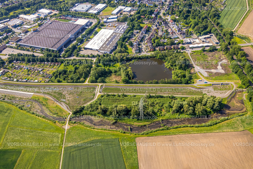 Gladbeck220501514 | Luftbild, Renaturierung Fluss Boye am Kleingärtnerverein An der Boye, Brauck, Gladbeck, Ruhrgebiet, Nordrhein-Westfalen, Deutschland