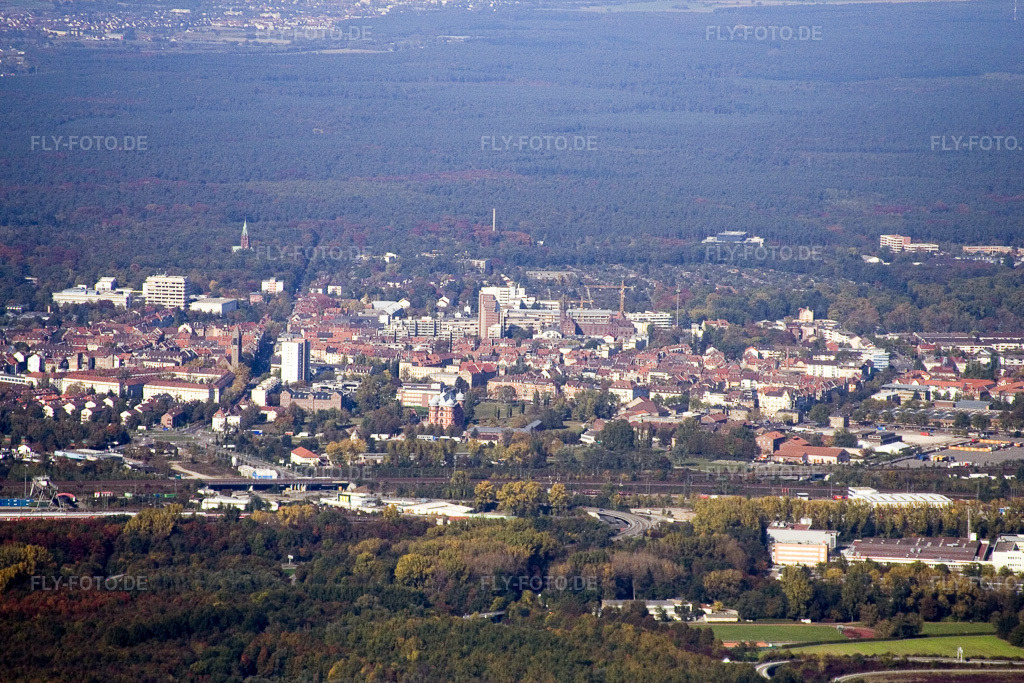 Luftbild: Karlsruhe Ost von Südosten im Ortsteil Oststadt in Karlsruhe im Bundesland Baden-Württemberg in Deutschland. Foto: IMG_8648.jpg vom 14.10.2007 durch Werner Riehm/FLY-FOTO.de