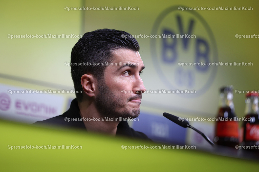 BVB15122401133 | 15.12.2024, Fußball, Borussia Dortmund - TSG 1899 Hoffenheim, 1. Fußball Bundesliga, 14. Spieltag, Signal Iduna Park, Saison 2024 2025: Pressekonferenz mit den Trainern nach dem Spiel - Trainer Nuri Sahin (Cheftrainer BVB) sichtlich unzufrieden mit der Leistung DFB regulations prohibit any use of photographs as image sequences and or quasi-video.