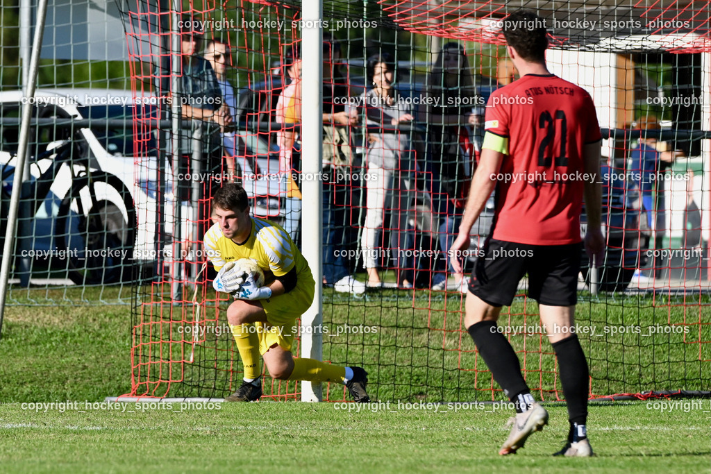 ATUS Nötsch vs. Thal Assling | #1 Filip Stanojevic ATUS Nötsch, #21 Nicolas Janschitz ATUS Nötsch, ATUS Nötsch vs. Thal Assling, ATUS Nötsch vs. Thal Assling am 31.08.2025 in Nötsch (Dobratsch Arena), Austria, (Photo by Bernd Stefan)