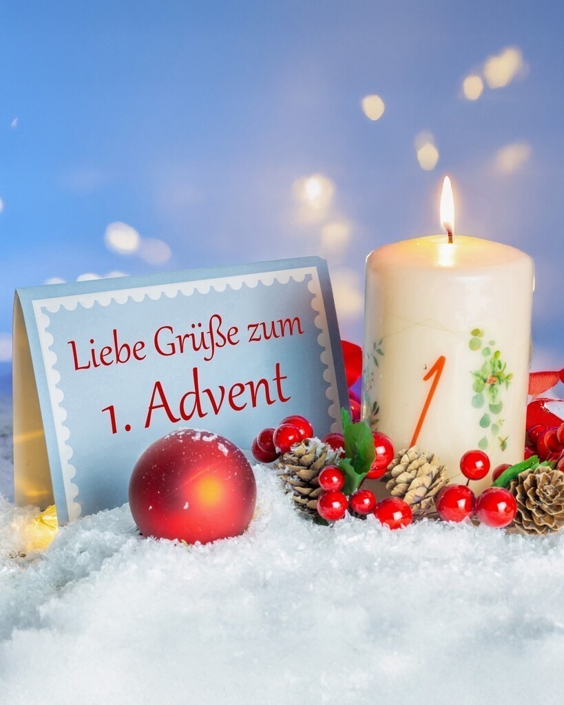 Grüße zum 1. Advent: Adventsgrüße für Instagram im empfohlenen Seitenverhältnis 4:5 | Adventsgrüße mit Kerze und Text SCHÖNEN ADVENT im empfohlenen Seitenverhältnis 4:5 für Instagram (digital nachbearbeitet) - Realisiert mit Pictrs.com