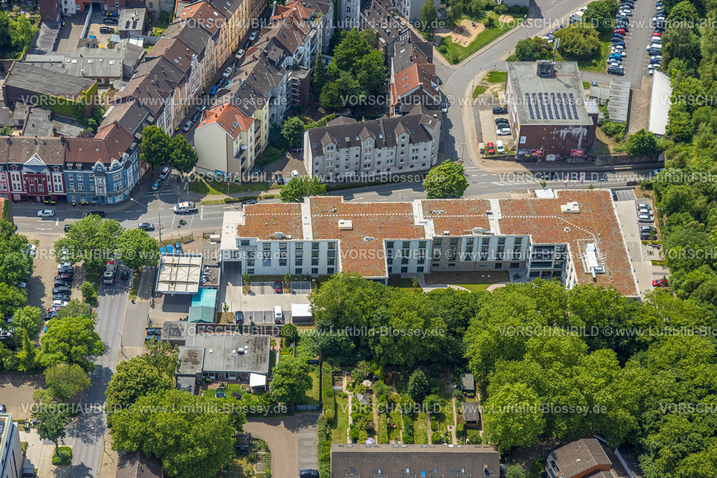 Herne250601858 | Luftbild, Belia Seniorenresidenz und Hochbunker Baumstraße, Herne-Mitte, Herne, Ruhrgebiet, Nordrhein-Westfalen, Deutschland