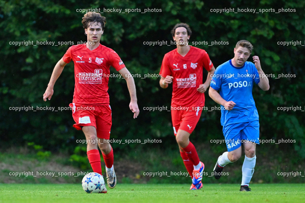 KAC 1909 vs. SAK | #5 Nino Martinak KAC 1909, #16 Noah Pogatetz KAC 1909, #14 Nace Erzen SAK, KAC 1909 vs. SAK, KAC 1909 vs. SAK am 06.09.2024 in Klagenfurt (Sportplatz KAC), Austria, (Photo by Bernd Stefan)