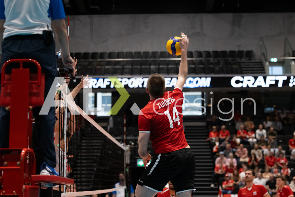 Luxembourg v Switzerland - CEV European League Men | KRIENS, SWITZERLAND - JUNE 12: CHRIS ZUIDBERG of Luxembourg during the CEV European League match between Luxembourg and Switzerland at Pilatus Arena on June 12, 2026 in Kriens, Switzerland. - Realisiert mit Pictrs.com