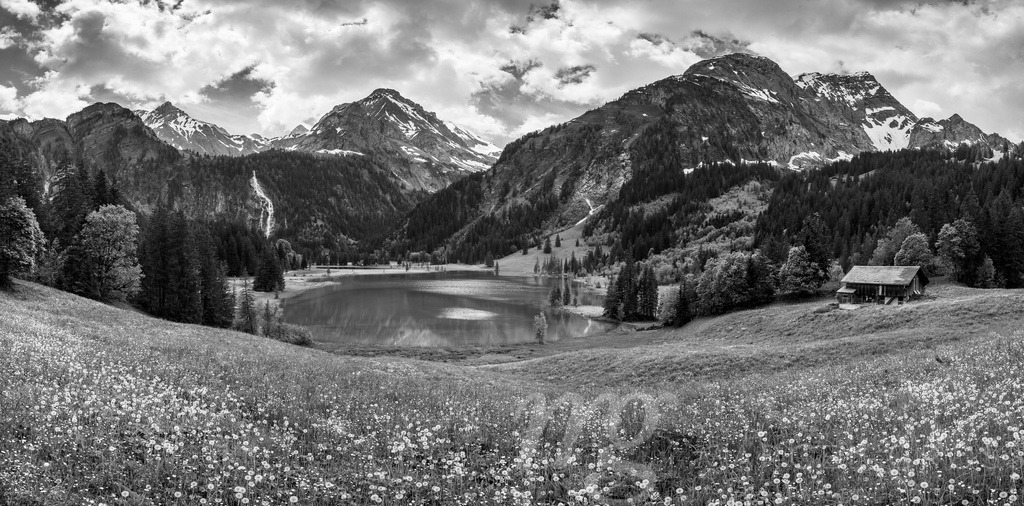 idyllic Lake Lauenensee with Wildhorn in spring, Bernese Alps, Switzerland | Die ideale Geschenkidee für Naturliebhaber. Naturbilder von Marcel Gross Photography für ihr Zuhause in den verschiedensten Formaten und Materialien. - Realisiert mit Pictrs.com