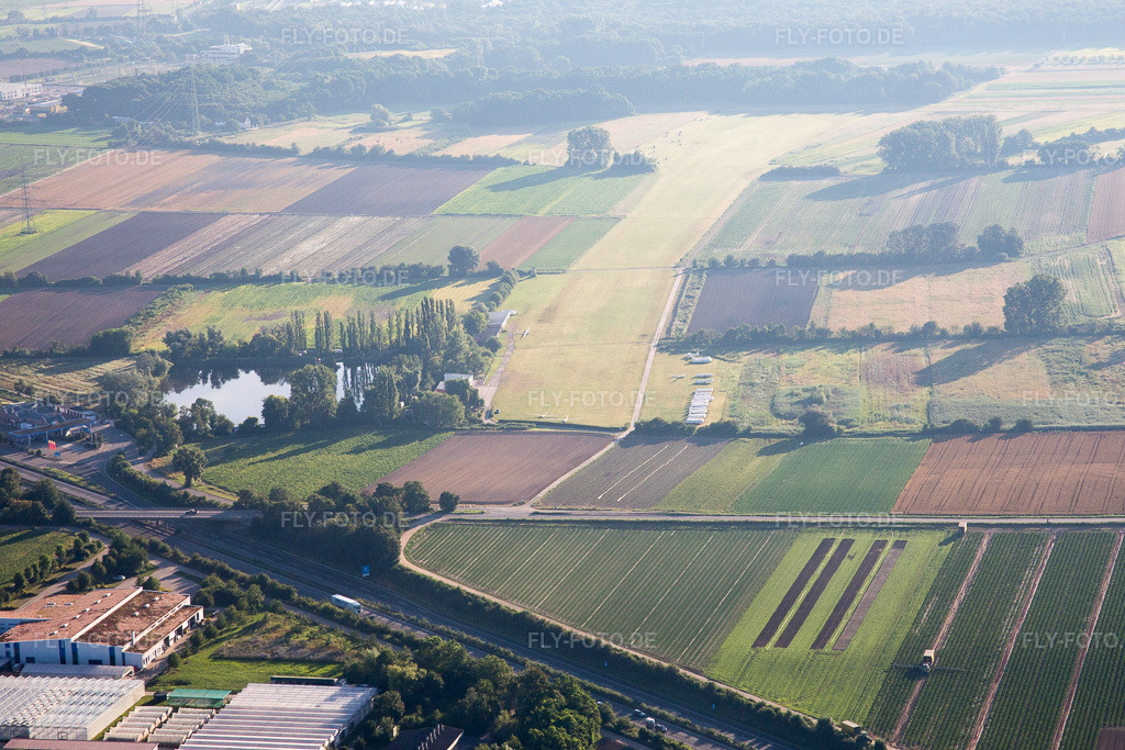 Luftbild: Segelflugplatz im Ortsteil Dannstadt in Dannstadt-Schauernheim im Bundesland Rheinland-Pfalz in Deutschland. Foto: IMG_091662.jpg vom 10.07.2016 durch Werner Riehm/FLY-FOTO.de