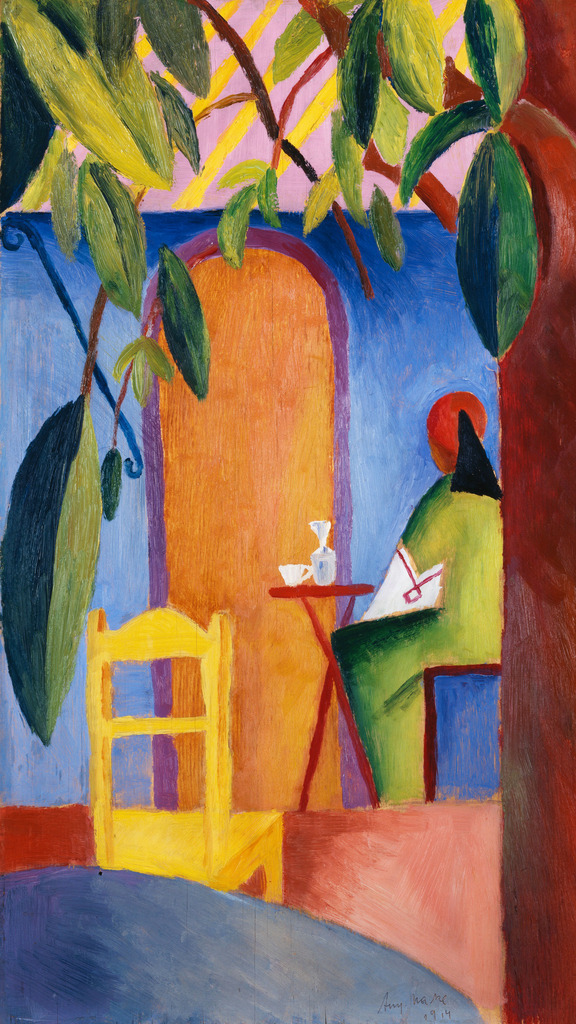 August Macke - Türkisches Café | Moderne Wandbilder auf Leinwand, Acylglas, Alu-Dibond oder als Poster. Tauchen Sie ein in die Welt KI-generierter Kunstwerke - entdecken Sie hochwertige Kunstdrucke unserer Gemälde, Illustrationen und fotorealistischen Motive.
