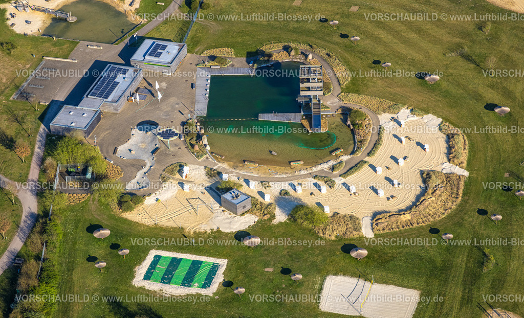 Olfen250405487 | Luftbild, Naturbad Olfen Freibad und Sandstrand und Wasserspielplatz, Olfen-Kirchspiel, Olfen, Münsterland, Nordrhein-Westfalen, Deutschland