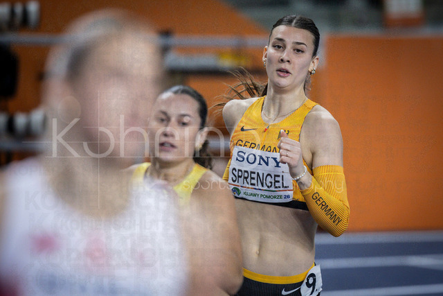World Athletics Indoor Championships Kujawy Pomorze 26, 22.03.2026 | TORUN, POLAND - MARCH 22:  Sandrina SPRENGEL (GER) competes in the women's 800m during pentathlon of the World Athletics Indoor Championships Kujawy Pomorze 26 on day 3 / session 2 at Kujawsko-Pomorska Arena Torun on March 22, 2026 in Torun, Poland. 