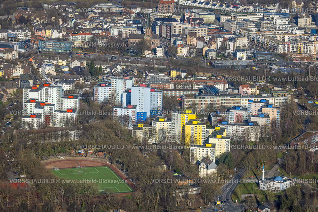 Dortmund240101344 | Luftbild, Clarenberg Wohnkomplex, Hochhaus Siedlung Benninghofer Straße, DITIB-Moschee Dortmund-Hörde, Hörde, Dortmund, Ruhrgebiet, Nordrhein-Westfalen, Deutschland