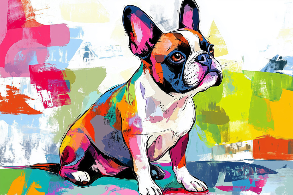 2501036 - Französische Bulldogge | Eine französische Bulldogge im Stil eines modernen farbenfrohen Gemäldes.