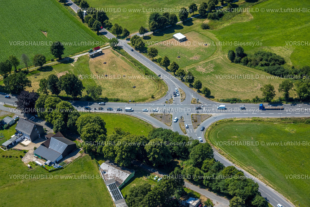 Schwelm230708760 | Luftbild, Straßenkreuzung Gevelsberger Straße und Hattinger Straße, Linderhausen, Schwelm, Ruhrgebiet, Nordrhein-Westfalen, Deutschland