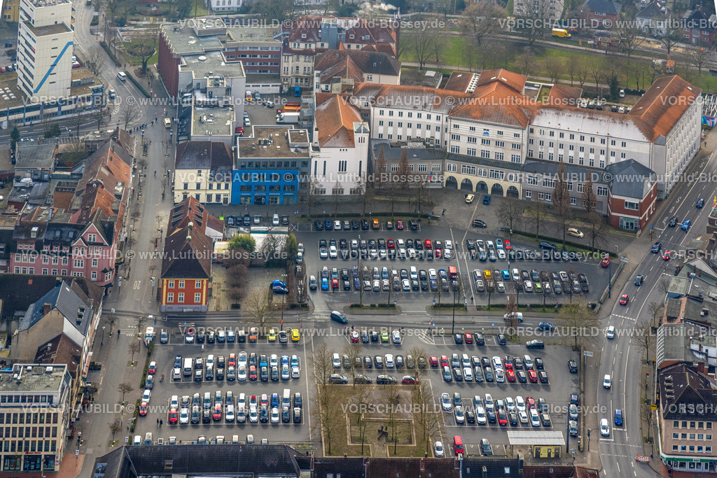 Hamm250201455Mitte | Luftbild, Johanniter-Kliniken Hamm Allgemeinkrankenhaus, Parkplatz Santa-Monica-Platz Parkplätze Königstraße und Wohnhäuser, Haus Vorschulze Veranstaltungsstätte, Mitte, Hamm, Ruhrgebiet, Nordrhein-Westfalen, Deutschland