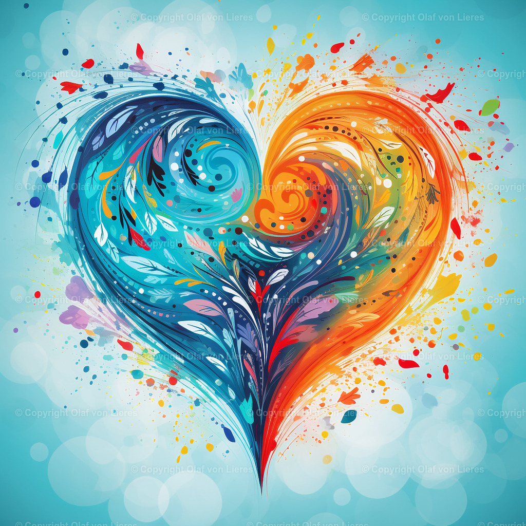buntes Herz | farbenfrohes Herz hellblau