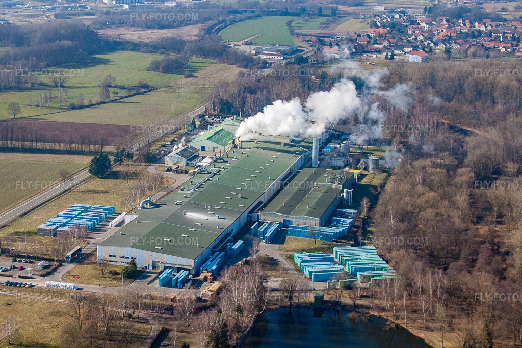 Aerial view: Sitek Insulation in the district Altenstadt in Wissembourg in the state Bas-Rhin, France. – Photo: IMG_37370.jpg taken on 02/07/2011 by Werner Riehm/FLY-FOTO.com – Resolution of the original: 4752 x 3168 px