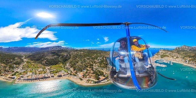 Mallorca230400010Insta006PortDeSoller | Luftbild, Helikopter mit Piloten, Soller, Balearen, Mallorca, Balearische Inseln, Spanien