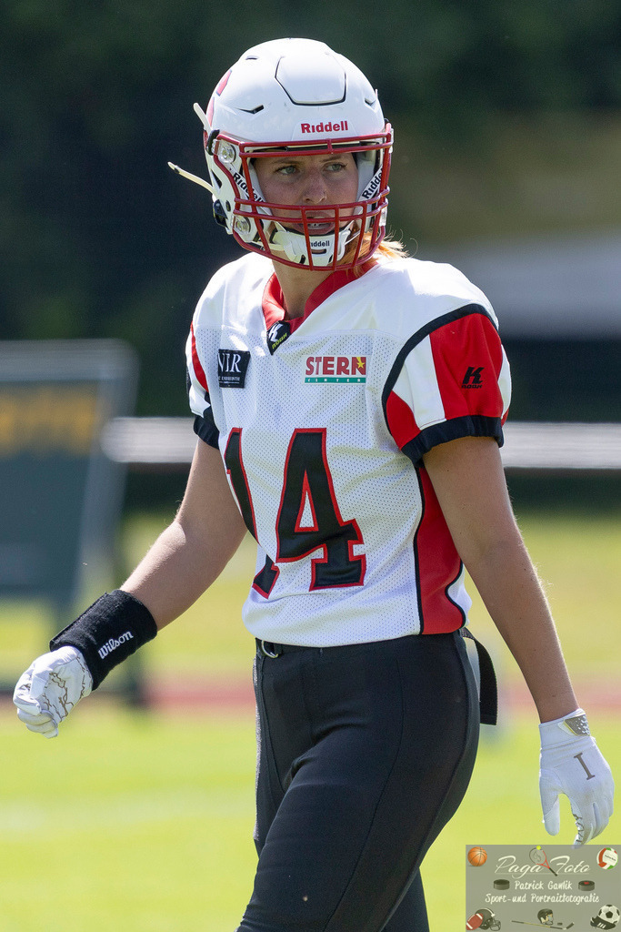 GFLW 1: German Football League Women 1: Rodgau Pioneers Ladies - Stuttgart Scorpions Sisters, 07.06.2026 | Virginia Weipert (Stuttgart Scorpions Sisters #14) ,Freisteller, Portrait / Porträt, Rodgau Pioneers Ladies - Stuttgart Scorpions Sisters, Rodgau, Maingau-Energie-Stadion "Am Weichsee", 7.6.2026 - Realisiert mit Pictrs.com