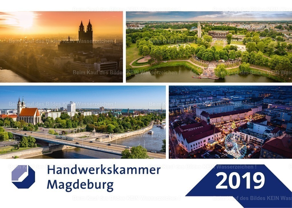 Luftbild Kalender Magdeburg Sachsen Anhalt Handwerkskammer | Beispiele Firmenkalender individuell mit eigenem Logo - Realisiert mit Pictrs.com