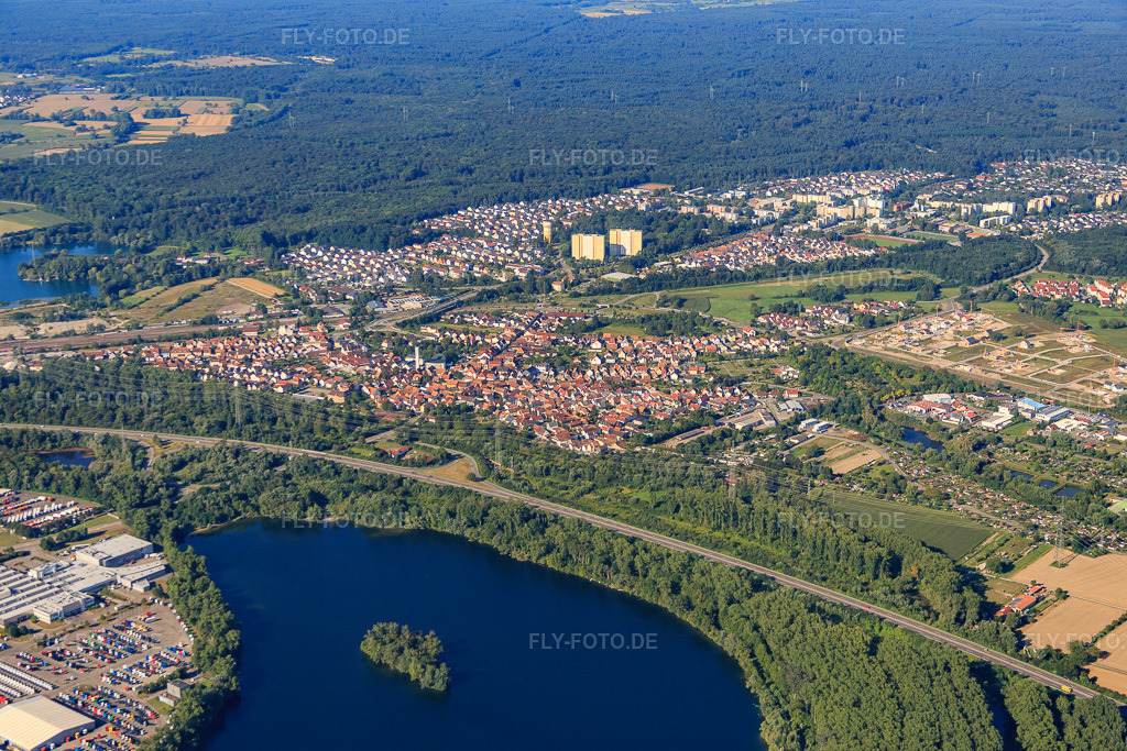 Luftbild: Alt-Wörth am Altrhein von Nordosten in Wörth am Rhein im Bundesland Rheinland-Pfalz in Deutschland. Foto: IMG_093070.jpg vom 13.08.2016 durch Werner Riehm/FLY-FOTO.de