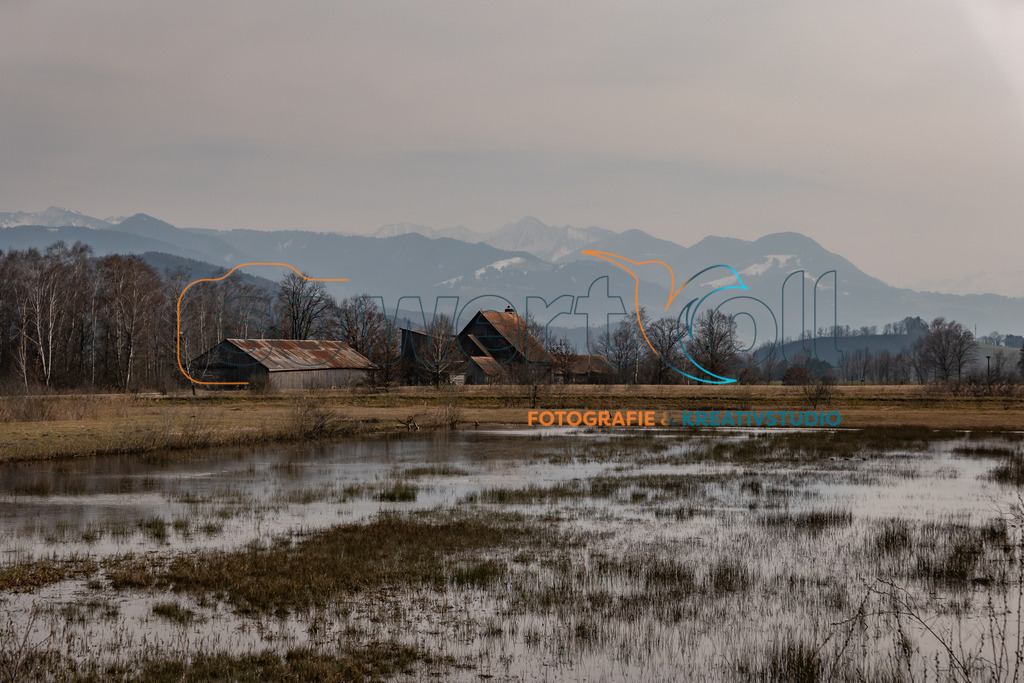 Schollenmühle  | Dieses stimmungsvolle Bild fängt die ruhige Landschaft rund um die historische Schollenmühle in Altstätten ein. Im Vordergrund spiegeln sich die Wasserflächen, während die alten Scheunen mit ihren verwitterten Dächern einen zeitlosen Charme versprühen. Dahinter erheben sich sanft die Berge – eine Kulisse, die zwischen Ruhe und Erhabenheit schwebt.Ein Foto voller Atmosphäre und Tiefe – perfekt für alle, die sich ein Stück ländliche Idylle und Naturverbundenheit nach Hause holen möchten.