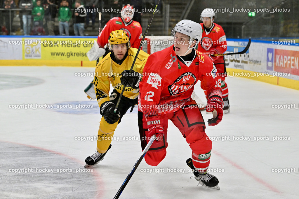 KSV KÄNGURUS vs. EHC Lustenau | #12 Telsnig Lukas KSV, #27 D’Alvise Christopher EHC Lustenau, KSV KÄNGURUS vs. EHC Lustenau, KSV KÄNGURUS vs. EHC Lustenau am 14.03.2026 in Kapfenberg (Sportzentrum Kapfenberg), Austria, (Photo by Bernd Stefan)