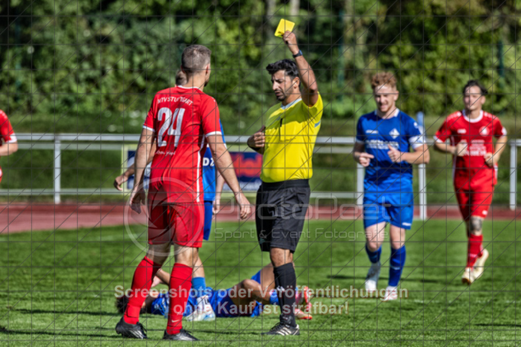 20250824_163124_0398-Bearbeitet | #,1.FC Eislingen (blau) vs. MTV Stuttgart (rot), Fussball, Landesliga 2 - wfv, 02. Spieltag, Saison 2025/2026, Rasenplatz, Eichbachstation, Haldenstraße, 73054 Eislingen, 24.08.2025 - 15:00 Uhr,Foto: PhotoPeet-Sportfotografie/Peter Harich