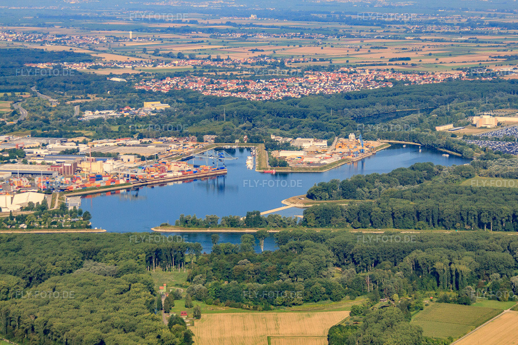 Luftbild: Hafen GER von Osten in Germersheim im Bundesland Rheinland-Pfalz in Deutschland. Foto: IMG_52263.jpg vom 19.08.2012 durch Werner Riehm/FLY-FOTO.de