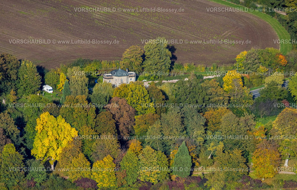Rheurdt221004918 | Luftbild, Maurischer Pavillon, Wohnhaus und Außenstelle Standesamt Rheurdt, Bäume in Herbstfarben, Schaephuysen, Rheurdt, Ruhrgebiet, Niederrhein, Nordrhein-Westfalen, Deutschland