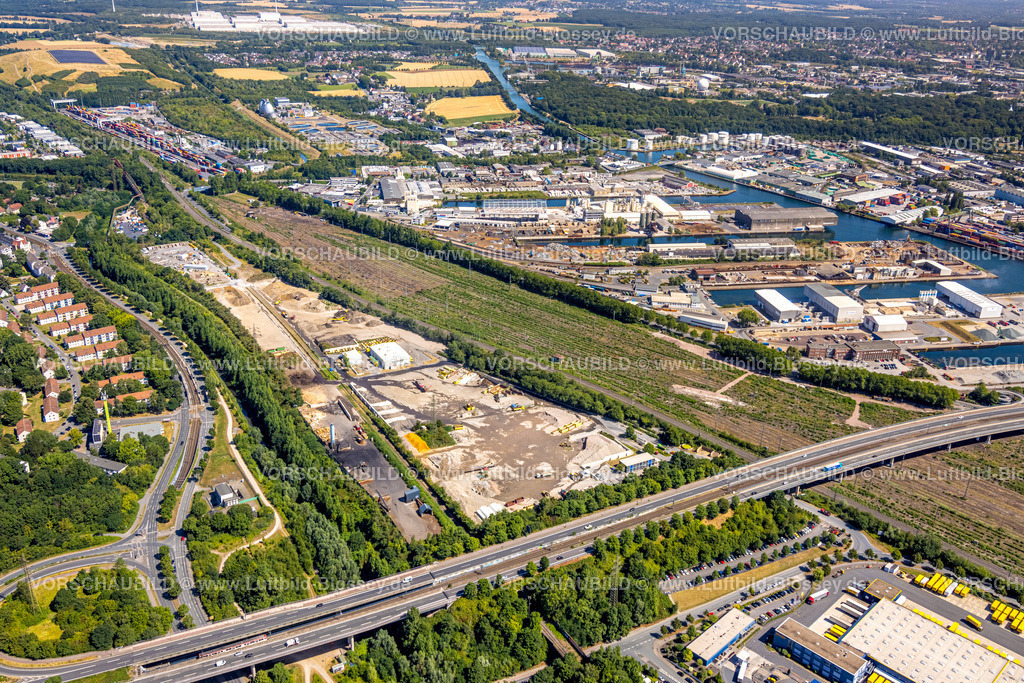 Dortmund220704874 | Luftbild, Baugebiet am Hafen zwischen Franziusstraße und Mallinckrodtstraße, Huckarde, Dortmund, Ruhrgebiet, Nordrhein-Westfalen, Deutschland