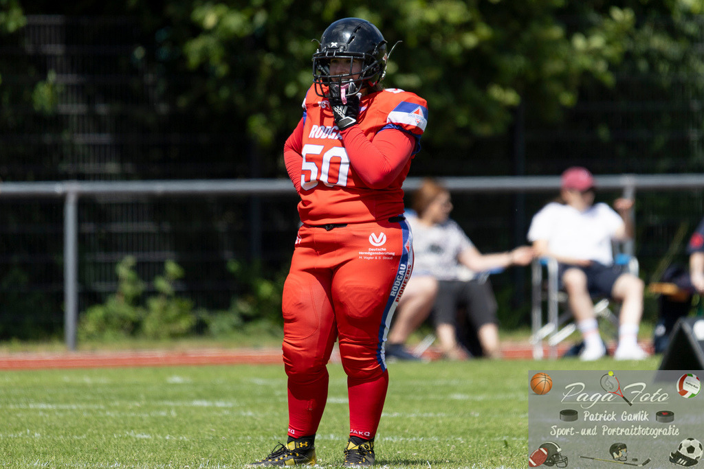 GFLW 1: German Football League Women 1: Rodgau Pioneers Ladies - Stuttgart Scorpions Sisters, 07.06.2026 | Rebecka Mynarek (Rodgau Pioneers Ladies #50), Freisteller, Portrait / Porträt, Rodgau Pioneers Ladies - Stuttgart Scorpions Sisters, Rodgau, Maingau-Energie-Stadion "Am Weichsee", 7.6.2026 - Realisiert mit Pictrs.com